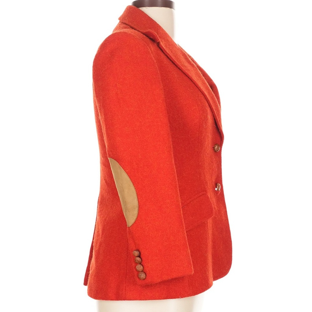 Evan-Picone Red Wool Blazer with Elbow Patches Size 10 - Picture 3 of 8